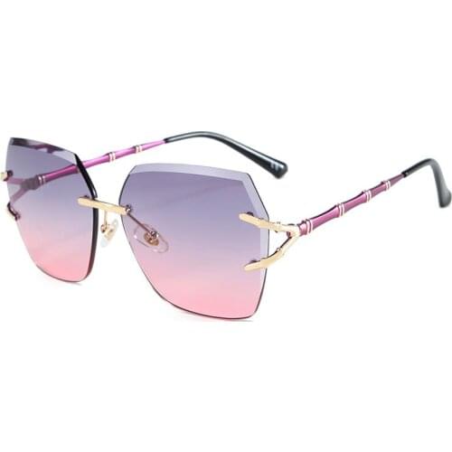 2019 Vintage Rimless Square Sunglasses Women Cutting Lens Eyegasses for Men Outdoor Club UV400 Ladies Shades Oculos Gafas 99806D
