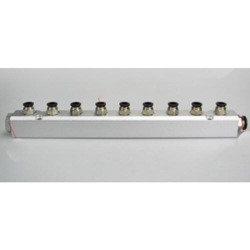 30x30mm G1/4" Out G1/2" In 9 Way Pneumatic Fitting Air Manifold Block Splitter