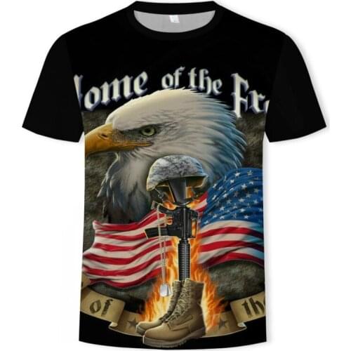 3D digital animal print T-shirt mens casual animal flag similar picture print short-sleeved T-shirt 2021 fine plain cloth