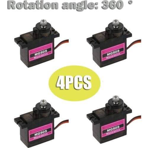4pcs Mg90s Micro Metal Gear 9g Servo For Rc Plane Helicopter Boat Car 360° Children Kids Car Toys Accessories high quality