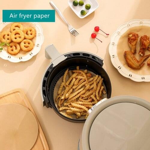 50Pc/Bag Air Fryer Steamer Liners Premium Perforated Wood Pulp Papers Non-Stick Steaming Basket Mat Baking Utensils For Kitchen