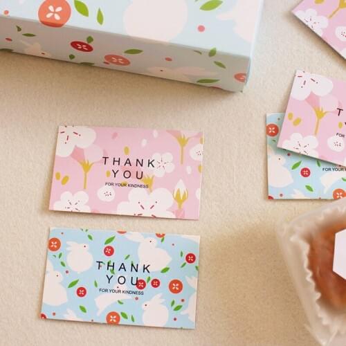 50pcs Mini Card 2 color rabbit and oriental cherry sakura style multi-use Scrapbooking invitation DIY Decor party gift card