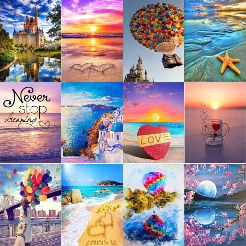 5d Diamond Painting Landscape Love Beach Cross Stitch Embroidery Set Full Diamond Mosaic Sunset Christmas Gift Home Decoration