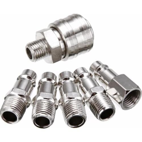 6pcs Quick Coupler 1/4inch Euro Air Line Hose Compressor Connector Fitting Air Pump Connector Quick Release For Hardware Tools