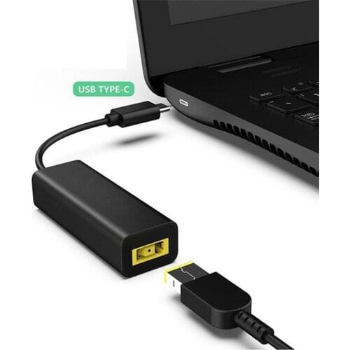 20V2.25A USB C Male Laptop Adapter Type C Power Charger Converter to 5.5*2.5mm / Square Plug Female Connector for Lenovo Dell
