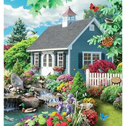 5D DIY Diamond Painting Landscape Picture Country House Picture Square/Round Diamond Cross Stitch Embroidery Decoration WG2968