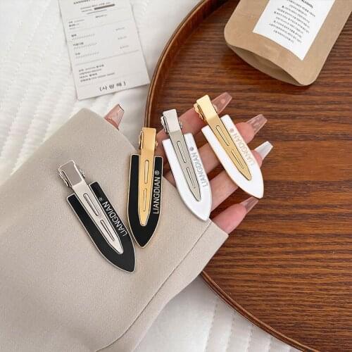 Black And White Metal Non Curved Seamless Hairpin Side Bangs Fixed Tassels Hairpin Makeup Face Washing Clip Womens Girl Hairpin