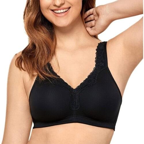 Black Bra Underwear Cotton Non Padded Full Large Cup Seamless Wirefree Thin Women Bras Plus Size Bras C D E F G H I