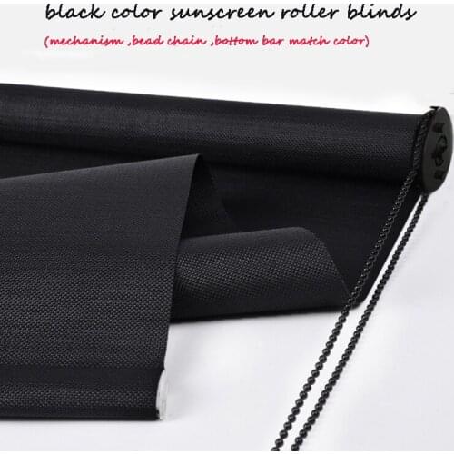 Black Color Sunscreen Transparent Roller Blinds Window Shade Shutter With Match Black Bracket Chain Customized Size