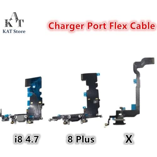10Pcs Bottom Charging Flex For iPhone 7 8 8G Plus X USB Charger Board Port Dock Connector With Mic Flex Cable Replacement Part