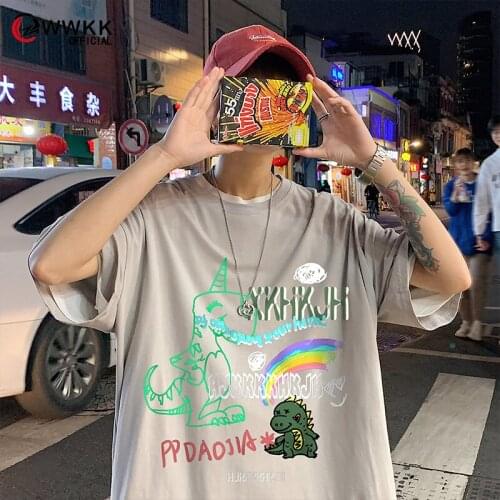 Harajuku T-shirts Summer Men/Women Hip Hop Gothic Funny Print Little dinosaur Tshirt Streetwear t shirt Short Sleeve Tee Top