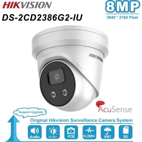 Hikvision DS-2CD2386G2-I(U) 8MP 4K AcuSense Fixed Turret IP Camera Bulit in Microphone Network Camera Waterproof IP67 H.265
