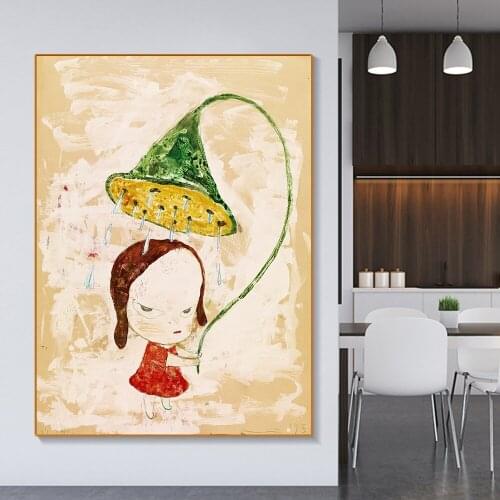Holover Yoshitomo Nara"Its Rain.1995"Canvas Art Oil Painting Japanese Manga Poster Unframed Wall Art Home Decor Aesthetic