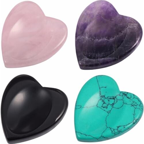 TUMBEELLUWA Crystal Heart Thumb Worry Stone Pocket Palm Stone for Anxiety,Healing Reiki Chakra