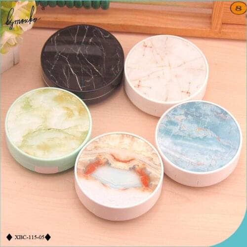Lymouko New Design ABS Charm Marble Patterns Contact Lens Case with Mirror for Women Kit Holder Contact Lenses Box