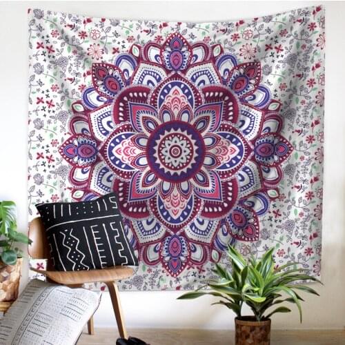 Mandala Polyester 150*130 CM Square Tapestry Wall Hanging Carpet Throw Yoga Mat for Home Bedroom Decoration