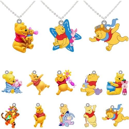 Disney Fashion Necklace Piglet And Pooh Play Pendant Various Cartoon Animation Styles Cute Resin Girl Necklace Jewelry Jewelry