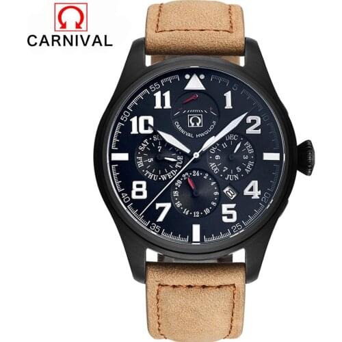 Carnival Top Brand Waterproof Shockproof Series Mechanical Watches Men Diving 100M Sports Military Watch Luxury 2017