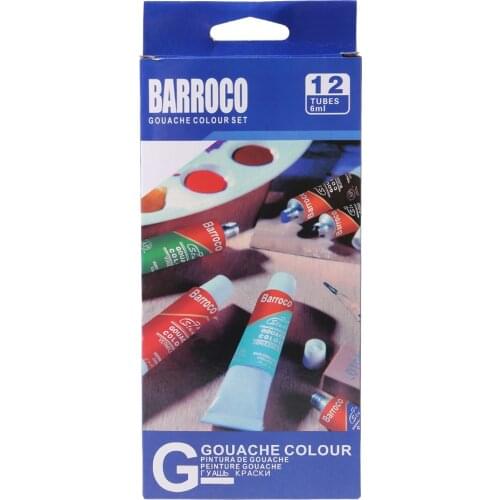 12 Colors Gouache Paint Tubes Set 6ml Draw Painting Pigment Painting With Brush Art Supplies Jan-12