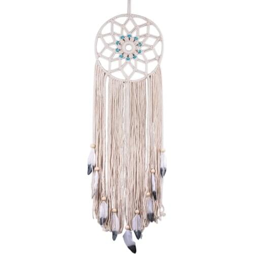 Boho Dream Catcher Wall Hanging Wall Decor with Wooden Beads Tassels Large Macrame Home Bedroom Decorative Wall Art Decoration