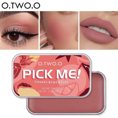 O.TWO.O 3 In 1 Makeup Clay Lipstick Blush Soap Eyeshadow Palette Waterproof Lip soap Matte Nude Lip Tint Face Blush Cosmetics