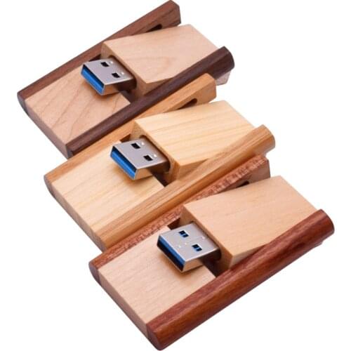 Custom logo creative flip USB3.0 maple and natural bamboo USB flash drive