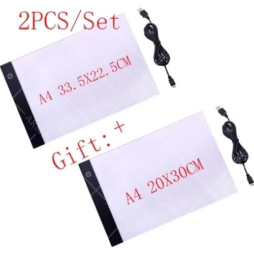 PDMDOG 2 sets A4 Dimmable Led Light Pad Diamond Painting Tablet Eye Protection Copy Board LED for Diamond Embroidery Stitch