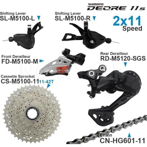 SHIMANO DEORE M5100 2x11 Speed Groupset Shifters Front/Rear Derailleur(RD-M5120) Cassette Chain original