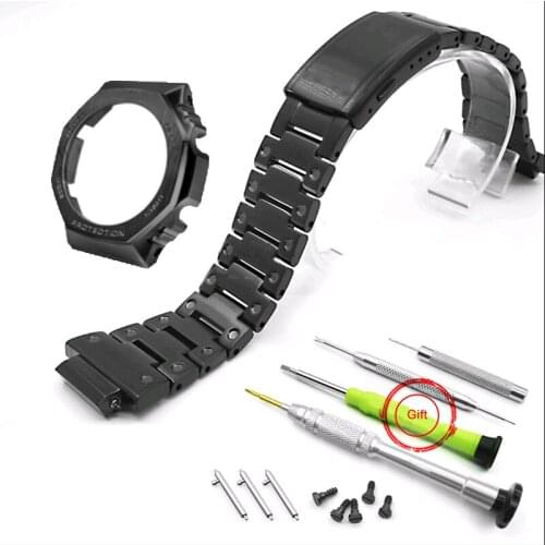 Watch Band For Casio G Shock GA2100 Strap Bezel Case GA-2100 GA-2100-1A 316L Stainless Steel Metal Belt Frame Watchband w Tools