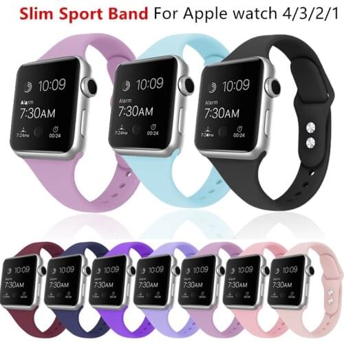 Slim strap for Apple watch band 44mm 40mm 38mm 42mm soft Sport Silicone wrsit belt correa bracelet iWatch series 5 4 3 se 6 band