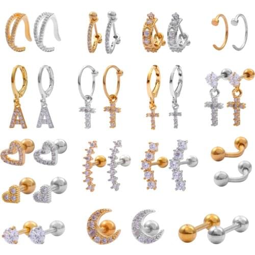 1Pc Earrings For Women Luxury Zircon Circle Round Earring Fashion Earings Body Jewelry Piercing Earings