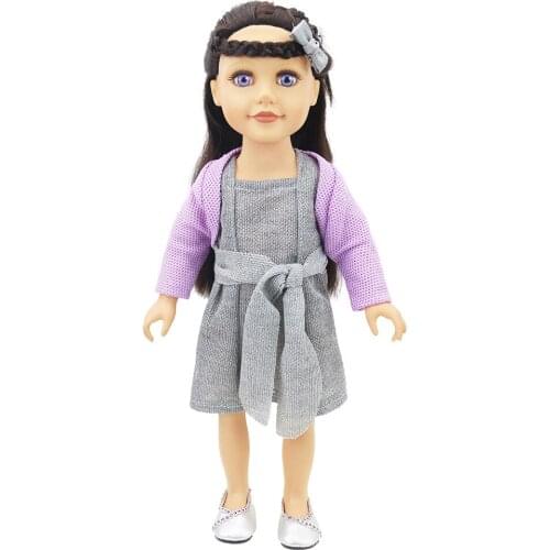 New Pattern Silver Grey Skirt Purple Wool Coat Fit 18 Inch American&43cm Baby New Born Doll Clothes Accessories Girls' Toys