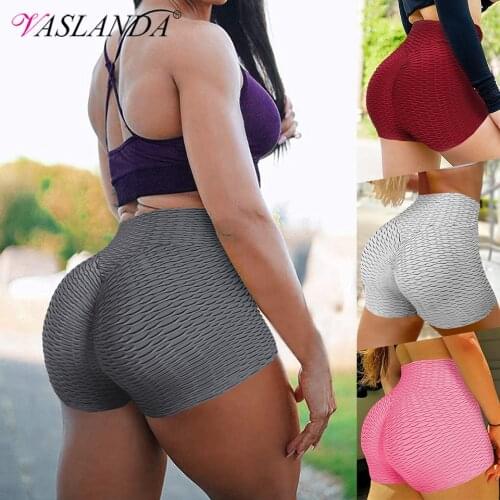 Women Workout Shorts Sexy Gym High Waist Tummy Control Sport Shorts Ruched Butt Lifting Textured Leggings Summer Running Shorts