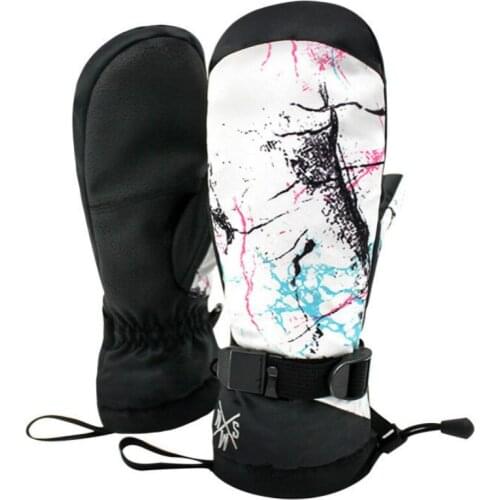 SMN Ski Gloves Colored Marble Pattern Men Women Winter Waterproof Skiing Snowboarding Hiking Riding Thermal Snow Gloves