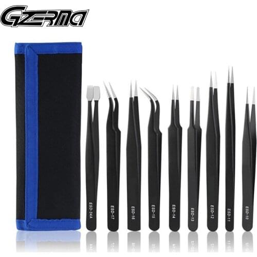 Precision ESD Electronics Tweezers Anti-Static ESD Tweezers Set Kit for Electronics Soldering Jewelry Craft Laboratory Work