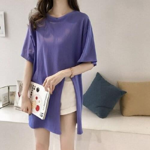 Yoga Tops For Women T-Shirt Summer Sexy Split Gym Short-Sleeved Quick-Drying Sportswear Long Loose Solid Running Sports Clothes