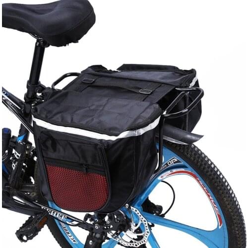 25L Waterproof Mountain Road Bicycle Bike Rack Back Rear Seat Tail Carrier Trunk Double Pannier Bag Back Rain Cover and Red