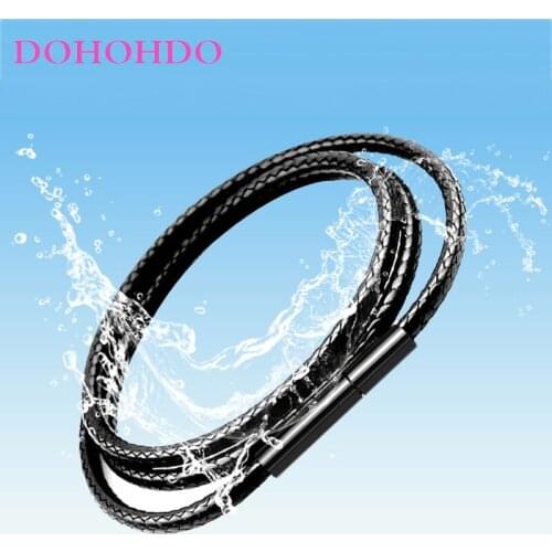 1mm 1.5mm 2mm 3mm Black Necklace Cord Leather Cord Wax Rope Chain With Stainless Steel Clasp For Men Women DIY Necklace Making