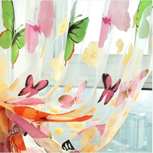 Butterfly Curtain Yarn Glass Printing Screen Sample Window Curtain Tulle Window Screens Sheer Voile Door Curtains Drape