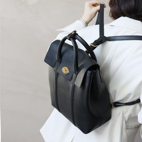 Genuine Leather Backpack Bag For Women Luxury Large Capacity Briefcase Cummuting Habdbag