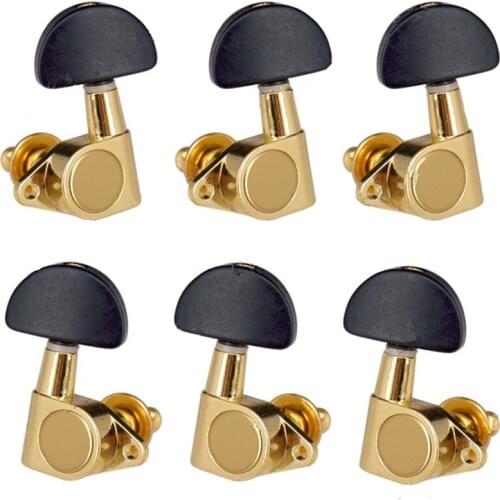 3R3L golden Electric Acoustic guitar Sealed-gear Tuning Pegs tuners Machine Heads Black Big Semicircle Buttons