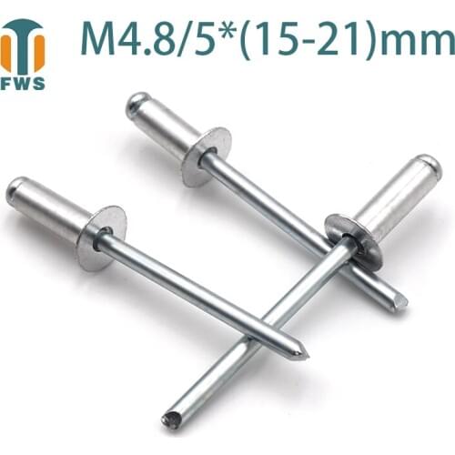 10PCS M4.8M5 Multi Size Aluminium Open End Countersunk Head Break Mandrel Blind Rivet Nail Pop Rivets for Furniture Car Aircraft