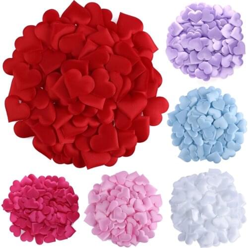 100Pcs/Pack Beautiful Romantic Sweet Padded Fabric Throwing Petals DIY Crafts 3D Flower Love Heart Table Wedding Party Decor