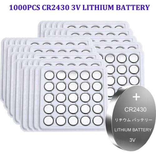 1000pcs CR2430 Button Batteries DL2430 BR2430 KL2430 Cell Coin Lithium Battery 3V CR 2430 For Watch Electronic Toy Remote