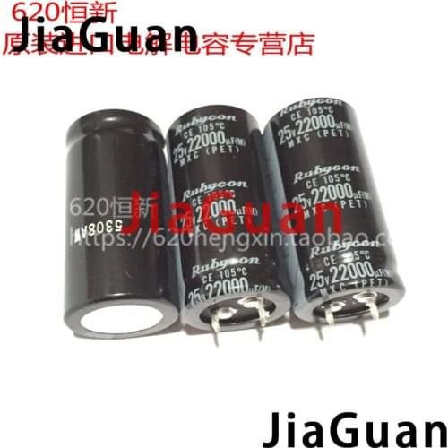 2pcs new RUBYCON MXC 25V22000UF 25X50mm 22000uF/25V electrolytic capacitor mxc 22000UF 25V Power Supply
