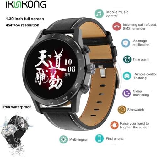 454*454 HDscreen 1.39inches KK70 2021 new smartwatch BT call rotary button IP68 waterproof music player password for IOS Android