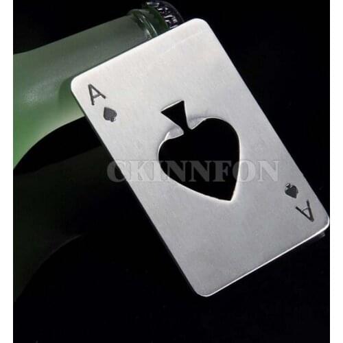 500Pcs/Lot Stainless Steel Poker Playing Card of Spades Bar Tool Soda Beer Bottle Cap Opener Gift