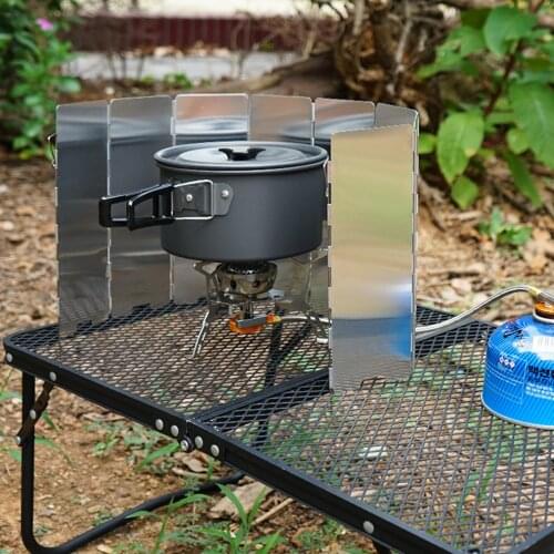 8/pcs aluminum alloy stove wind deflector mini thick wind deflector outdoor camping gas stove portable folding wind deflector #W