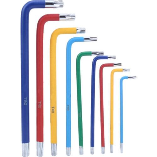 9Pcs T10-T50 Wear-Resistant Hex Wrench Set Waterproof Rust-Proof Hex Key Spanner Repair Accessory