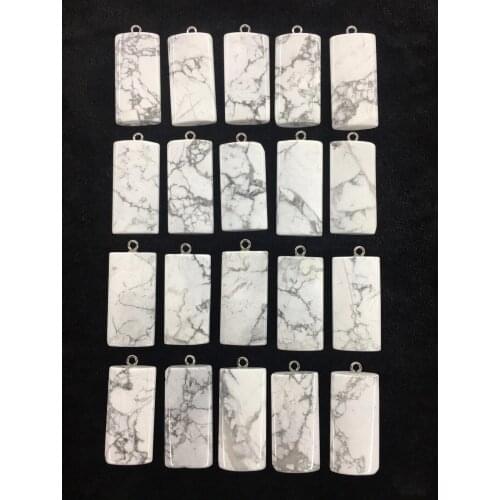 Promotion! 10pcs/Pack Howlite Bead Pendant,20x40x8mm Oval Tubes Pendant for Jewelry Necklace DIY